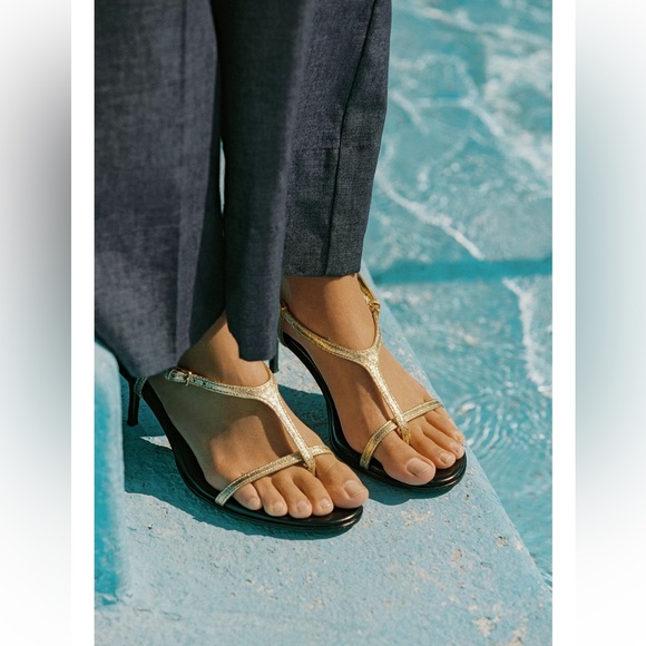 ZARA METALLIC STRAPPY SANDALS - Picture 1 of 9